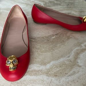Alexander McQueen gold skull, red / Orange ballerina flat shoes 36 used